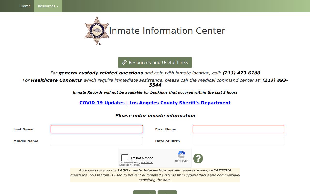 El Monte residents directory Los Angeles County jail roster search