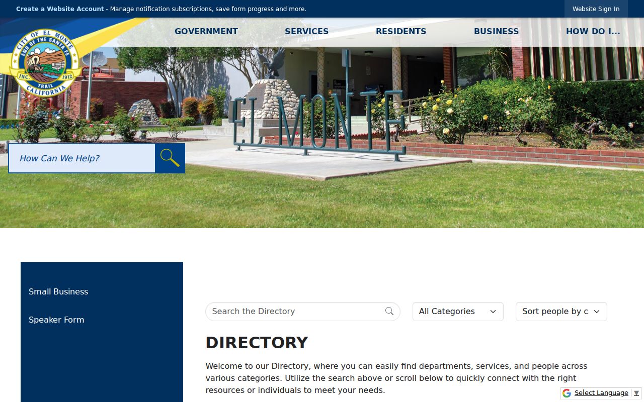 El Monte street directory city staff contact search