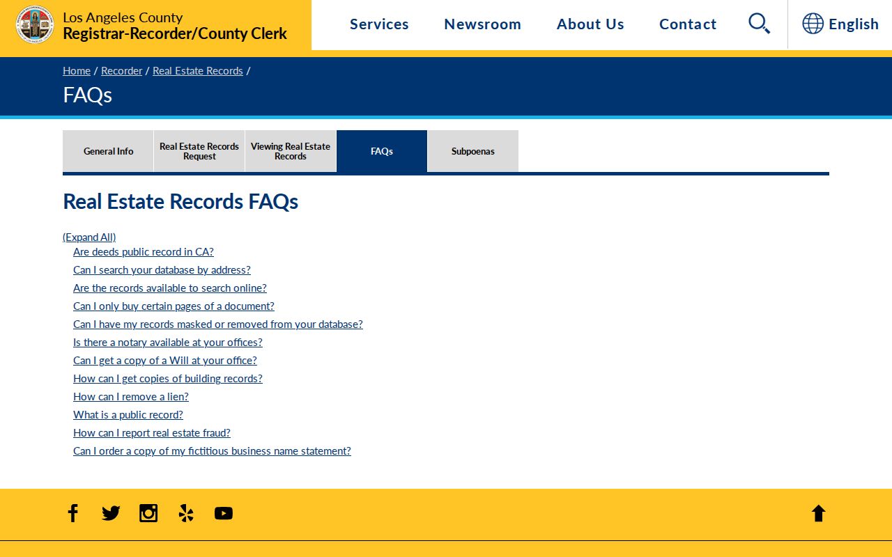 El Monte previous residents recorder index explanation showing grantor and grantee search limits