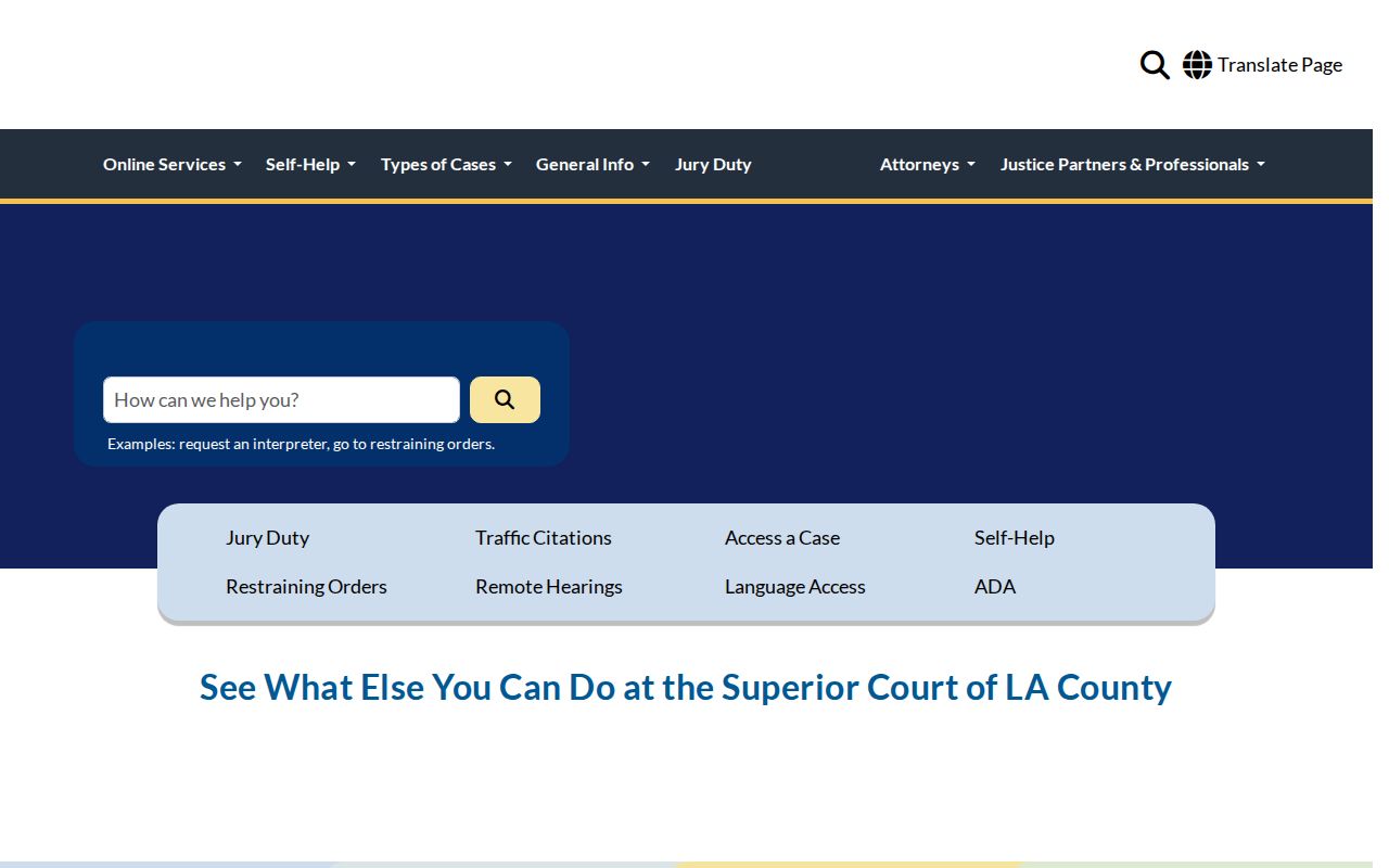 El Monte resident lookup view of the Los Angeles Superior Court records portal