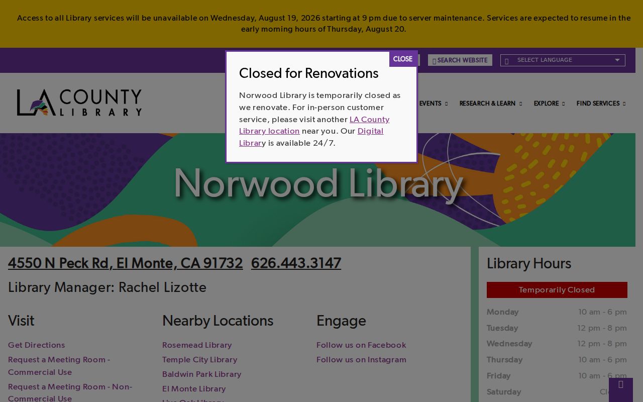 El Monte city directory Norwood Library history